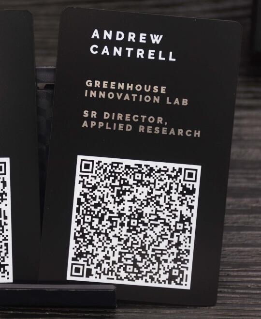 Black matte metal card, laser engraved, silk-screen print QR code