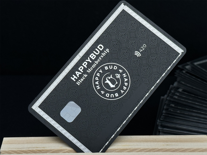 Membership metal card, black matte, laser engraved