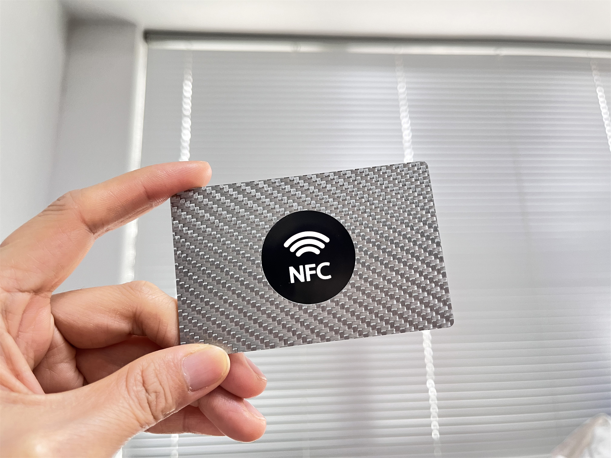 SILVER CARBON FIBRE NFC Card