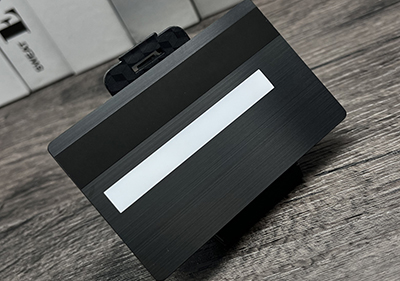 dark black brushed, magstrip, signature